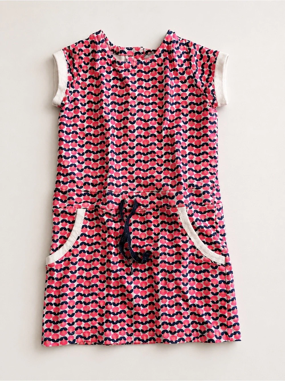 Carter’s Girls Dress Size 4T Pink Navy Heart Print Short Sleeve Casual Dress